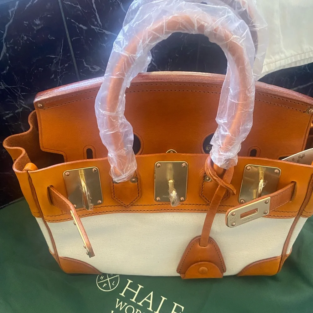 Atorie Canvas Leather Top-Handle Bag med NWT - Picture 5 of 13